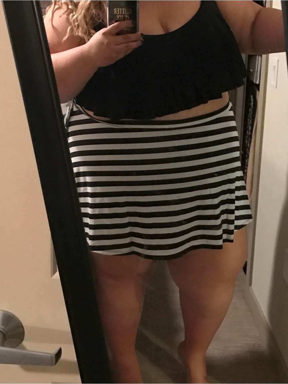 torrid Black & White Striped Tie-Back Bustier Crop Top and skirt set
